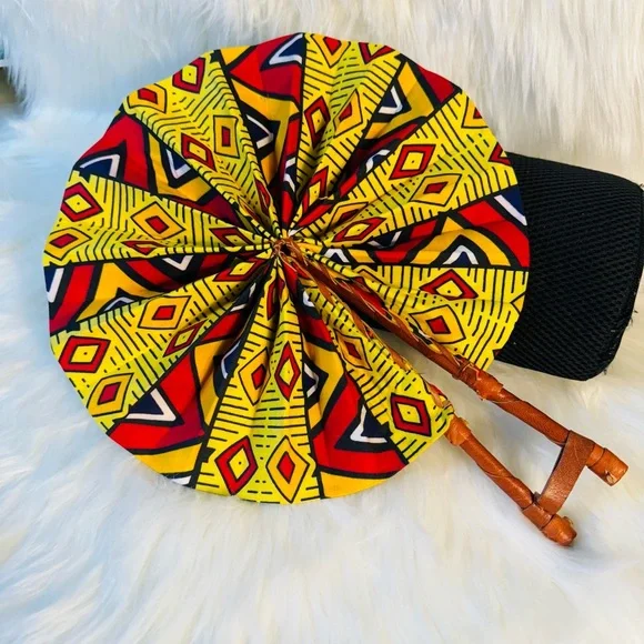 Multicolor Leather Wrapped Fan - Picture 2 of 5